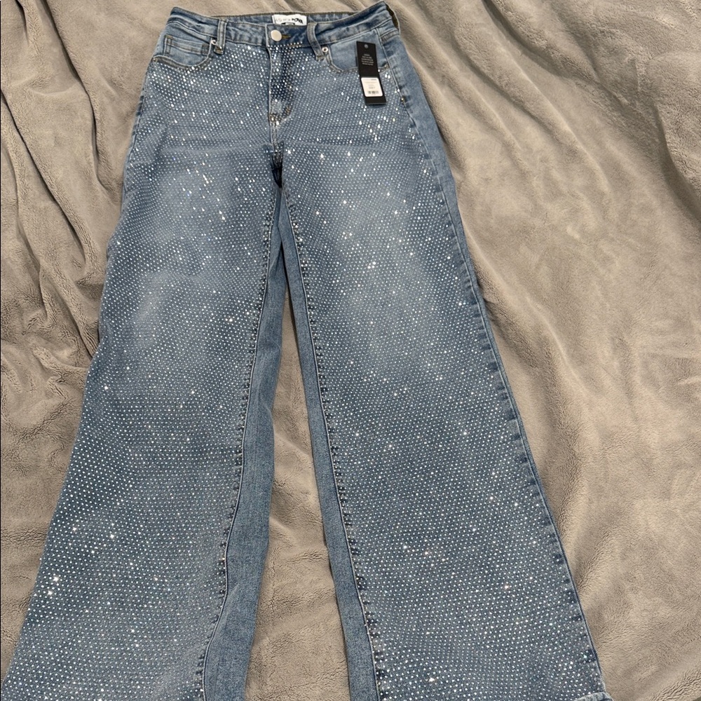 Fashion Nova Zahra Straight Embellished Straight Leg Jeans